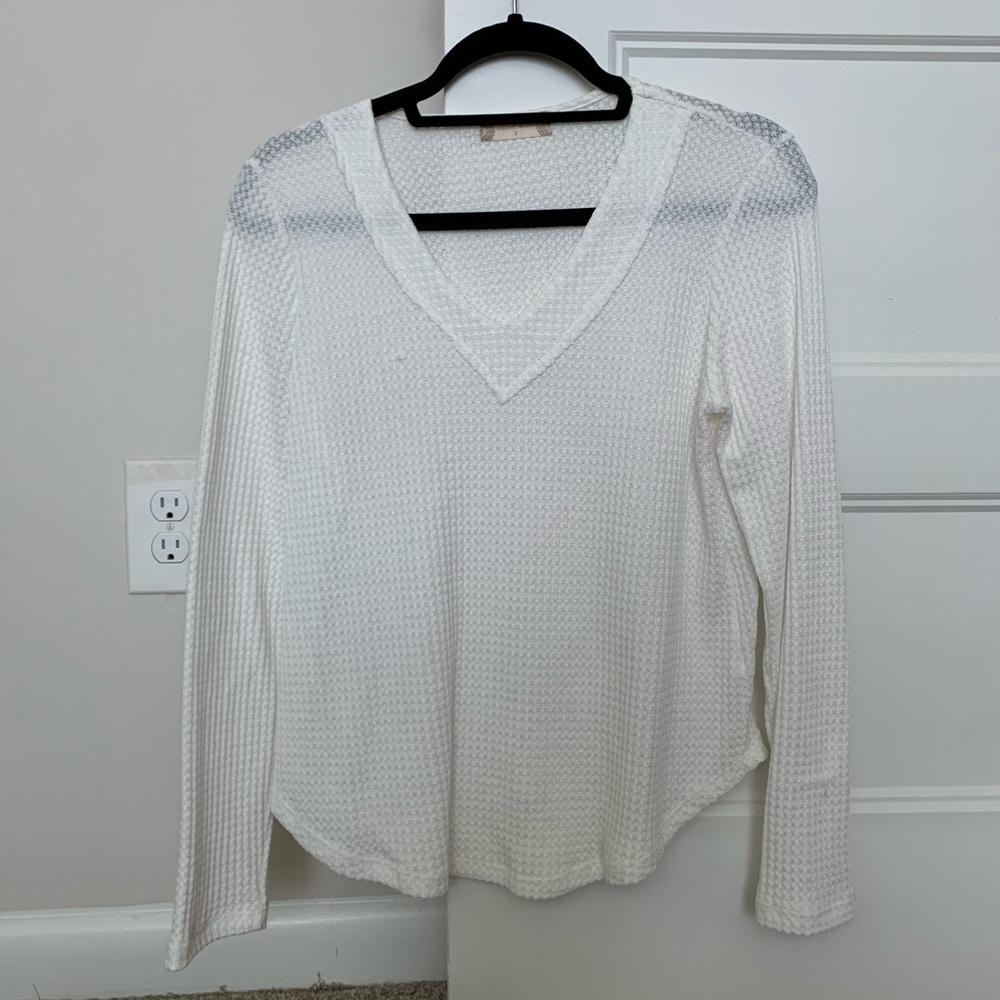 Altar’d State White Waffle Long Sleeve